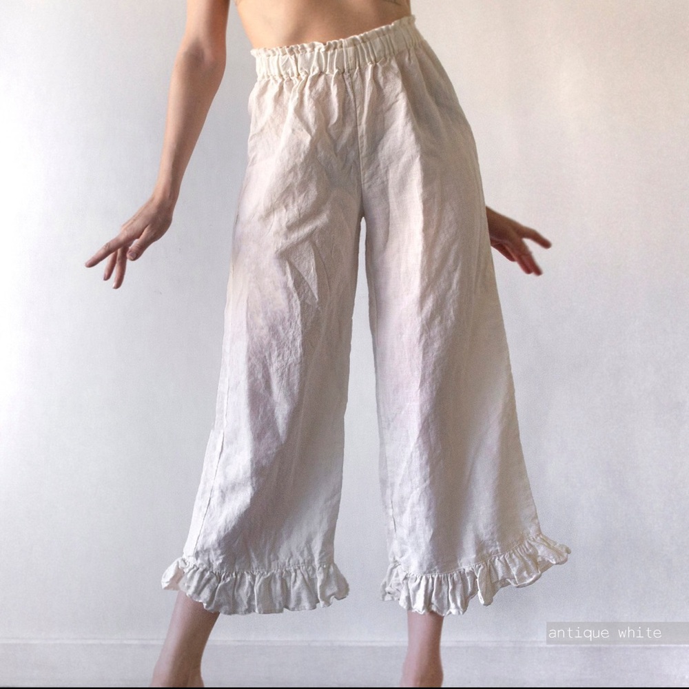 Linen Ruffle Pants